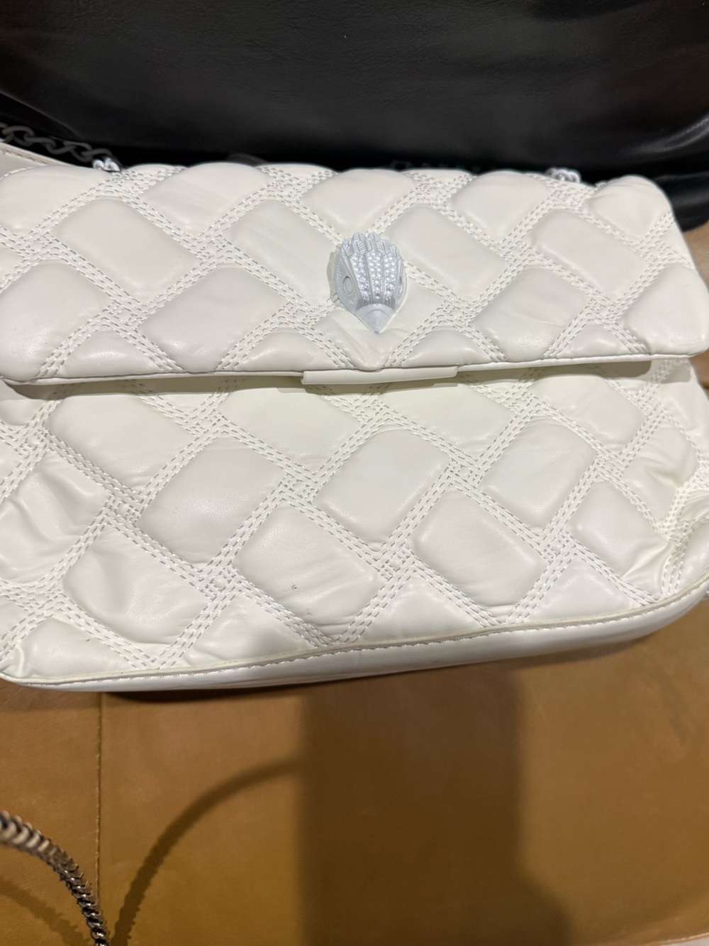 Quilted White Shoulder Bag with Chain Strap
